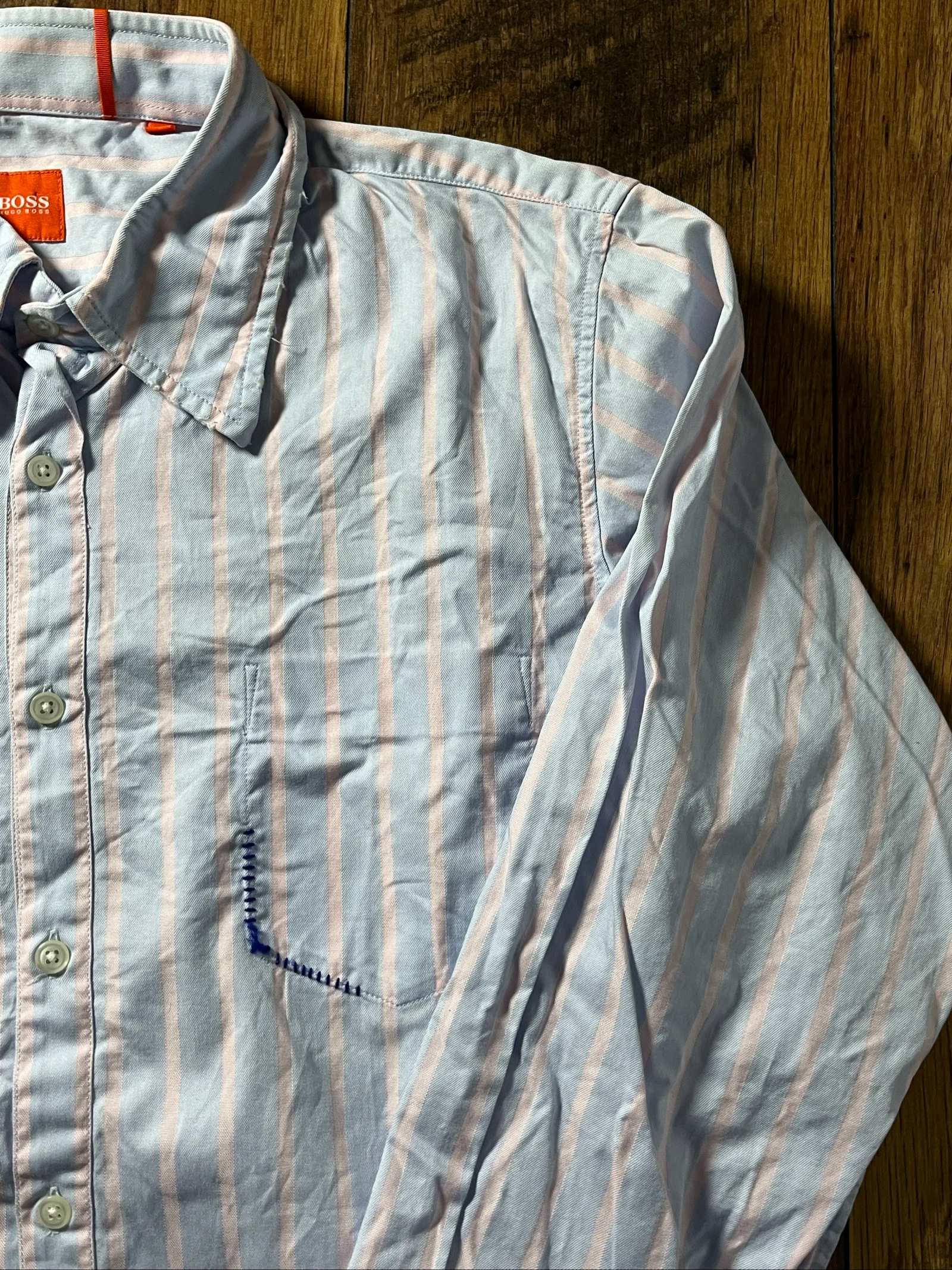 Camisa de algodão fino com corte slim mangas longas - Hugo Boss - tamanho L - bom estado – photo 5